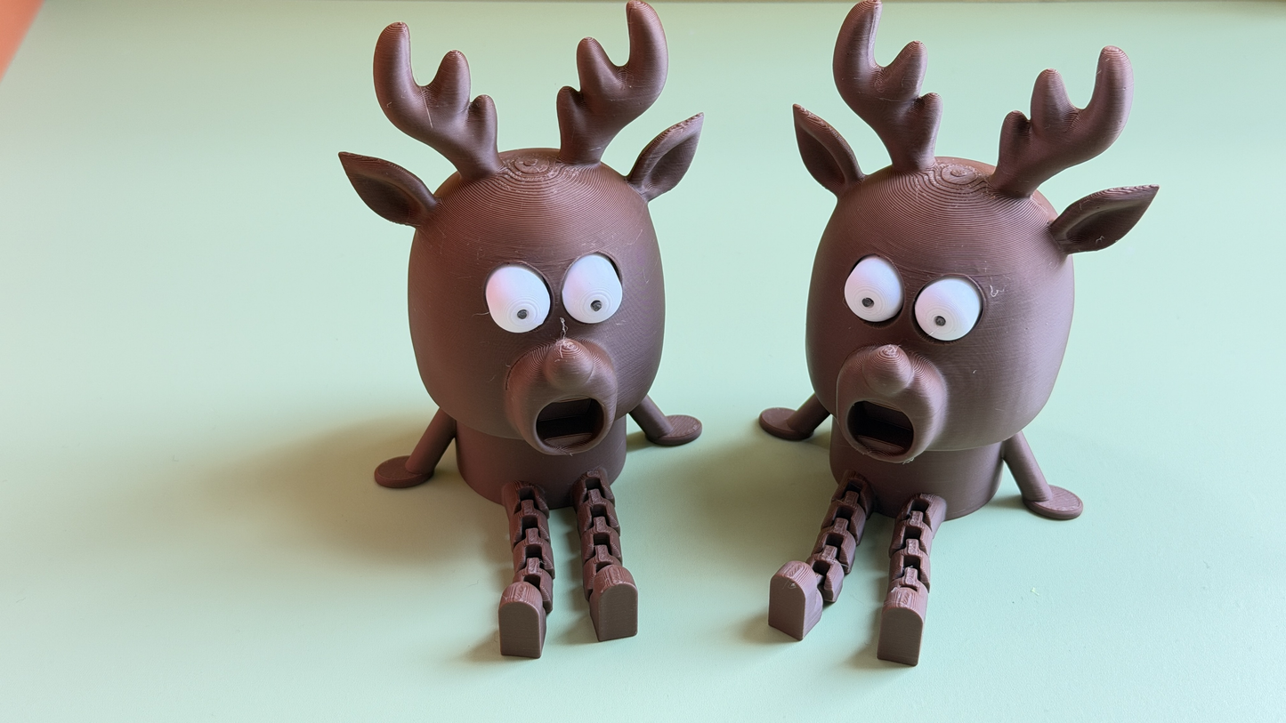 3D Printed Mischievous Reindeer Ornament