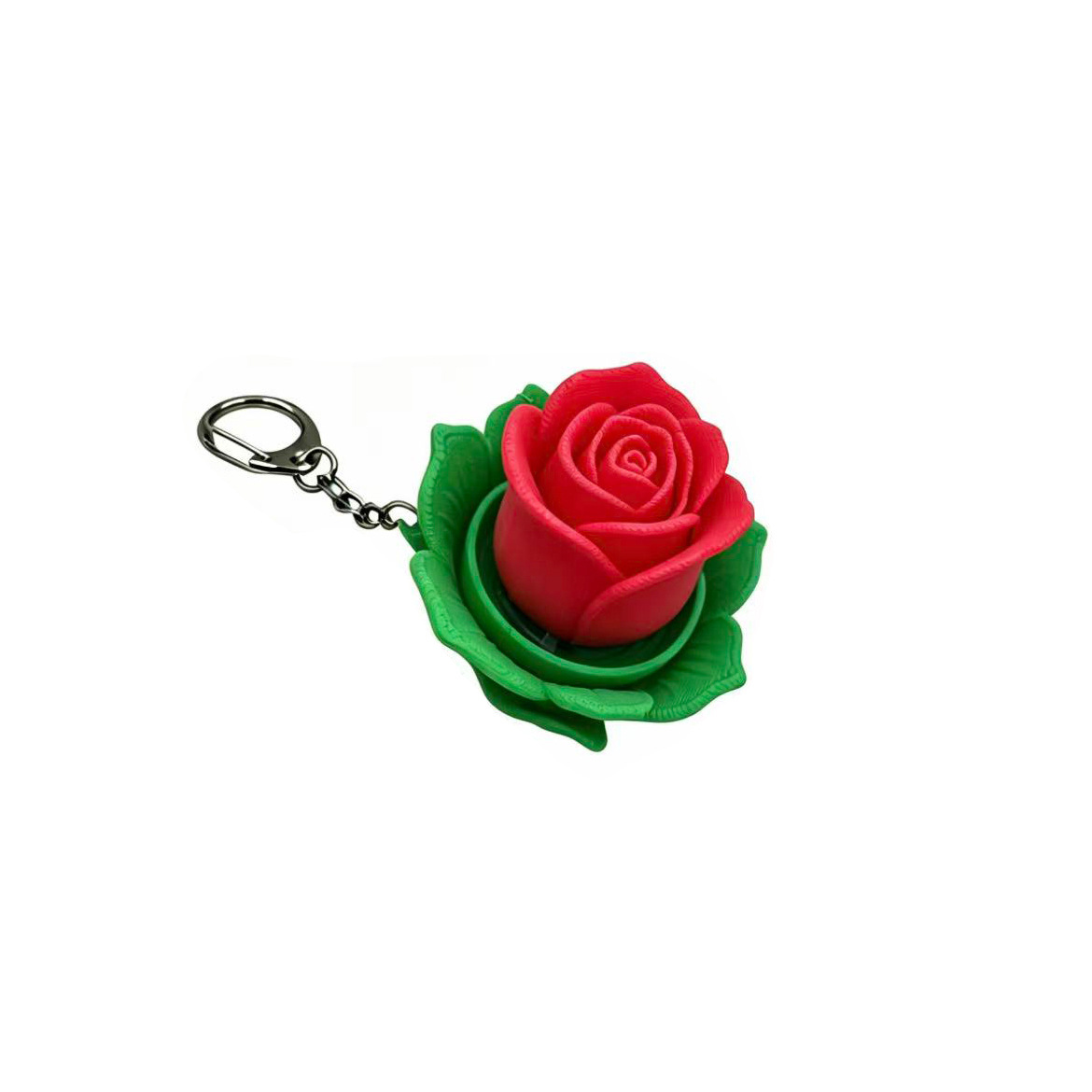 3D-printed rose button-press keychain charm