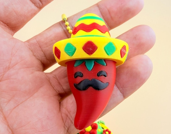 3D-Printed Jalapeño Stress-Relief Keychain Charm