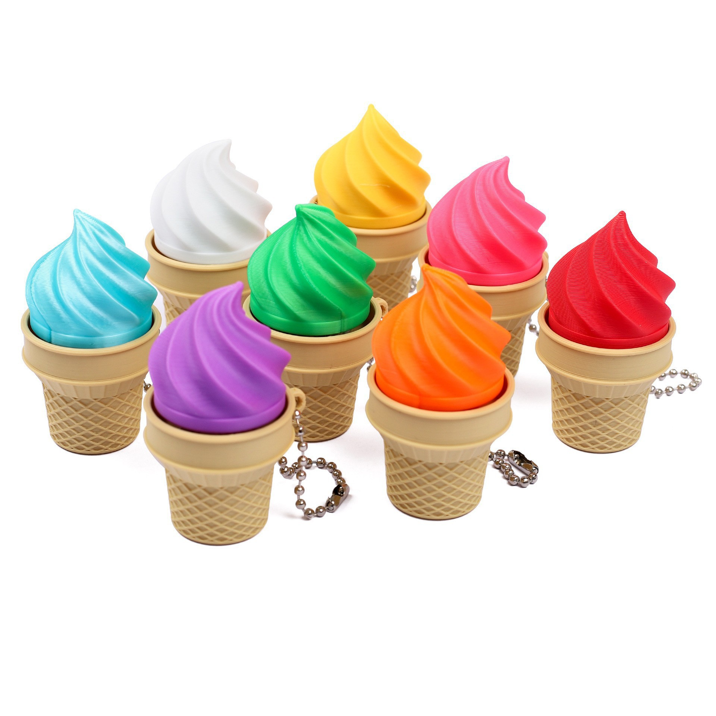 3D-Printed Ice Cream Toy Button Keychain