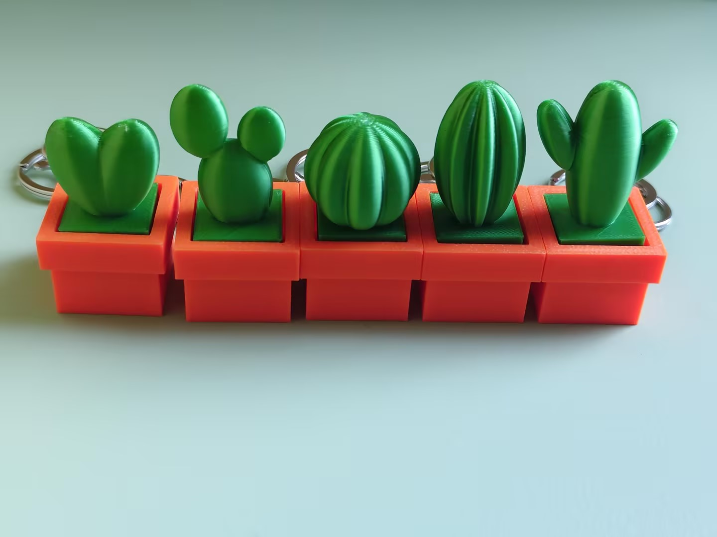 3D printed cactus push-toy keychain