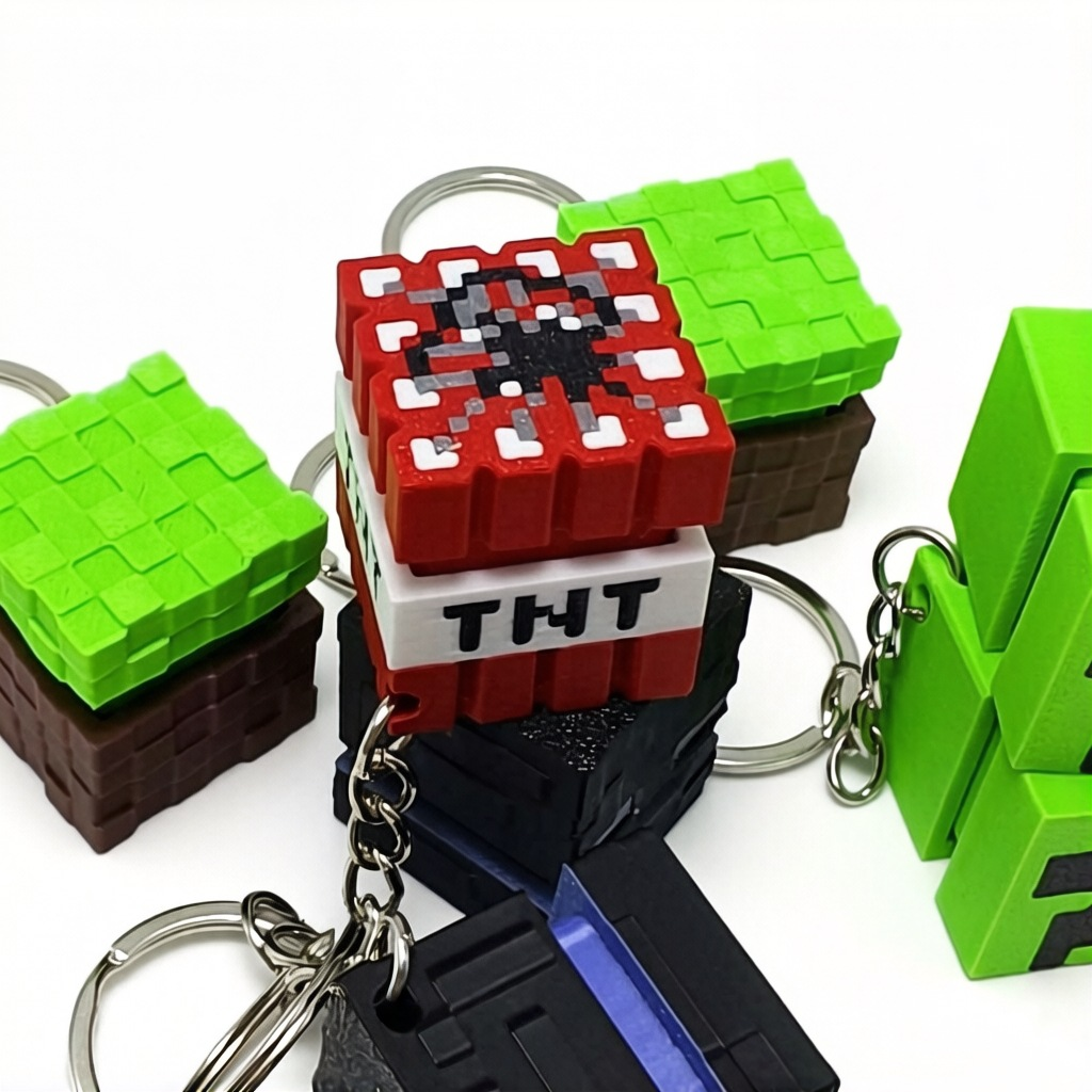 3D-printed Minecraft Clicker keychain