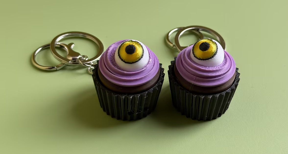 3D Printed Devil Cake Push-Button Keychain