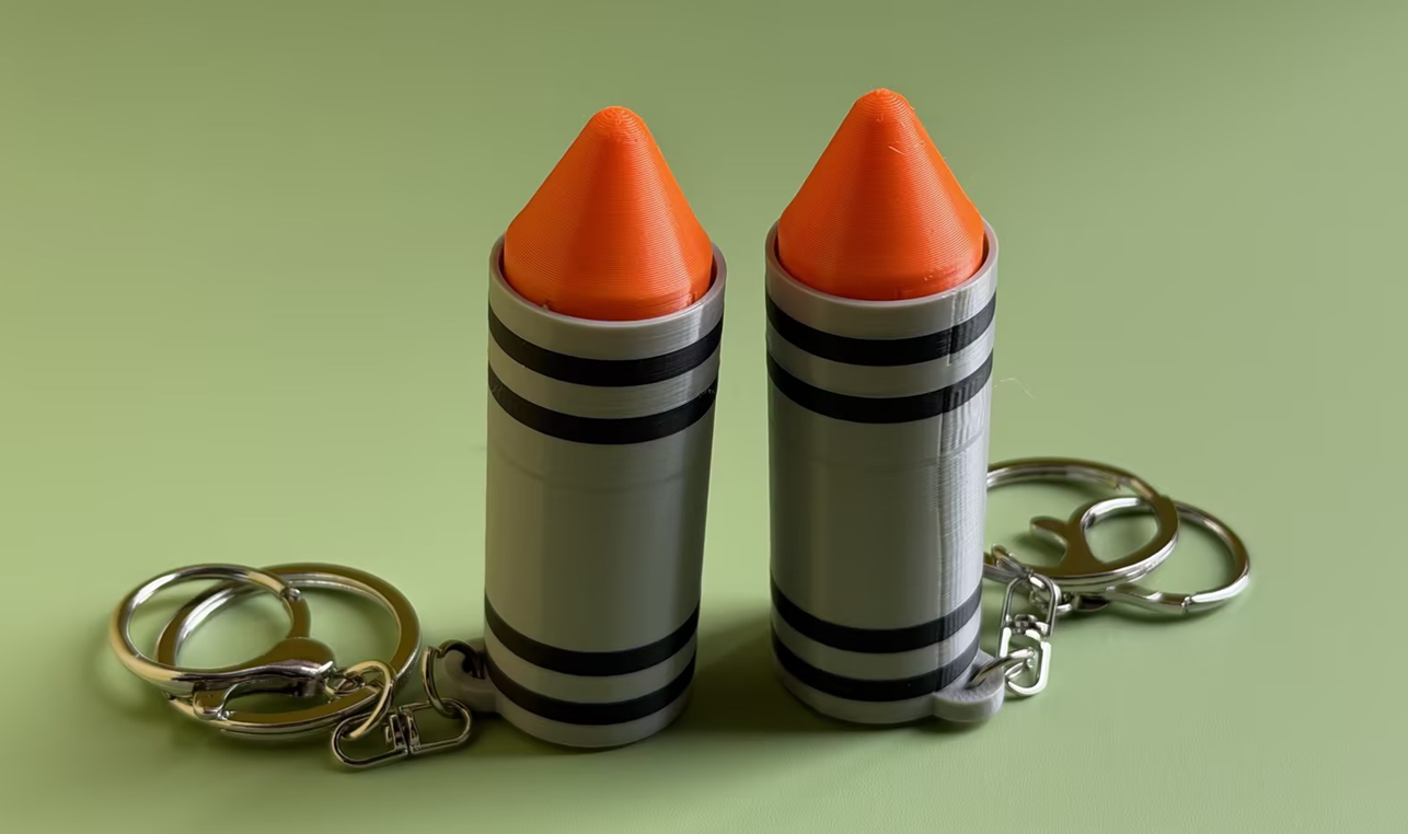 3D Printed Rocket Push-Button Keychain