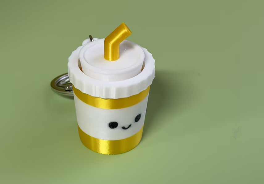 3D Printed Cup Push-Button Keychain