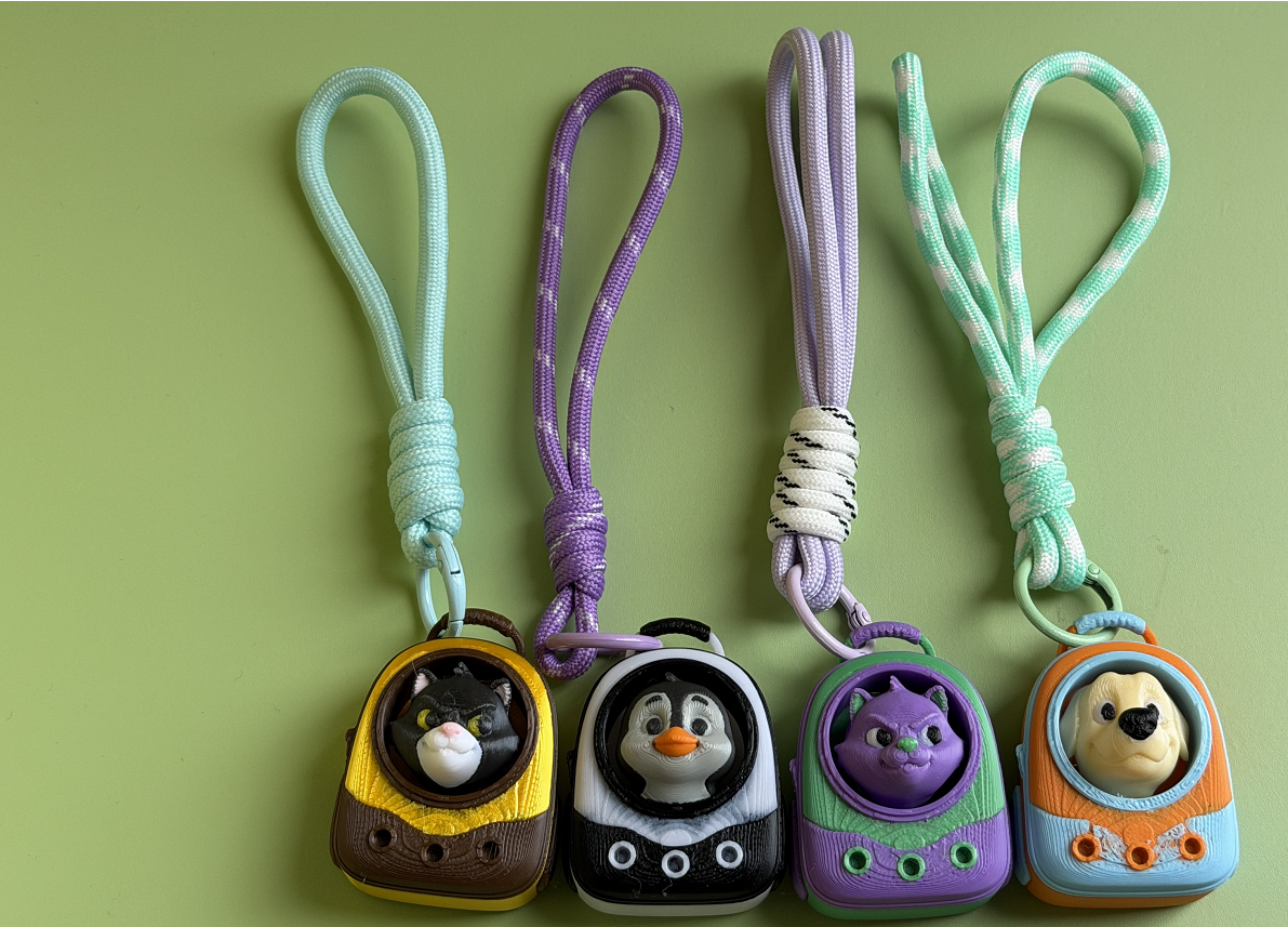 3D Printed Animal Backpack Button Keychain
