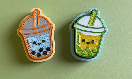3D Printed Animated Milk Tea Button Ornament