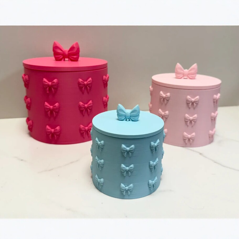 3D-printed bow-shaped desktop storage box/ornament