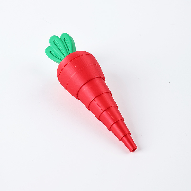 3D-printed telescoping carrot-flower stress-relief ornament