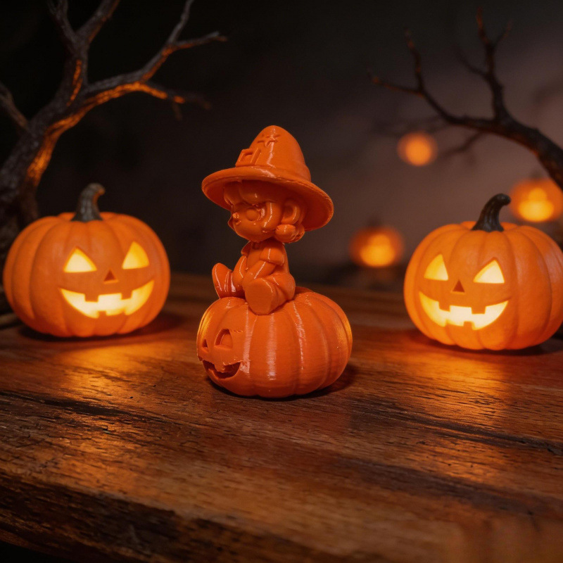 3D-printed Halloween pumpkin girl