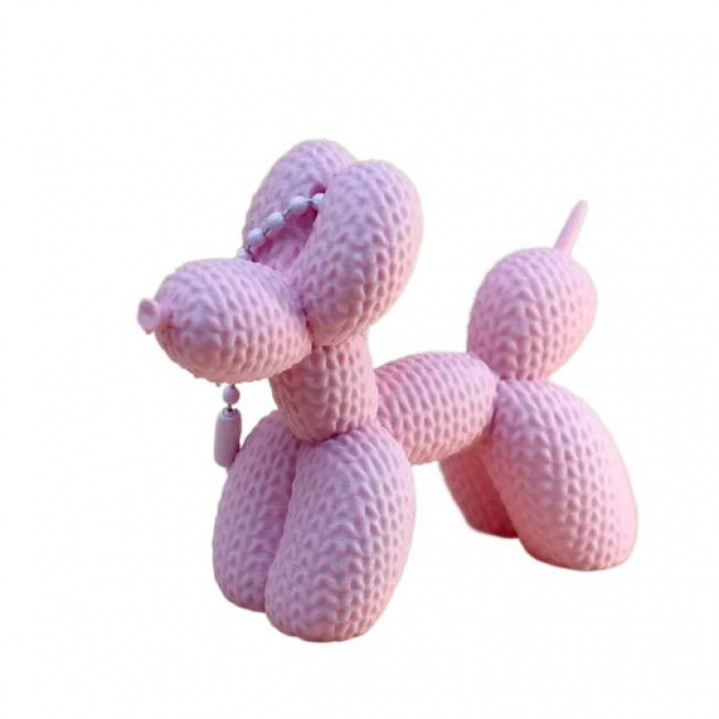 3D-printed balloon dog keychain with knitted texture