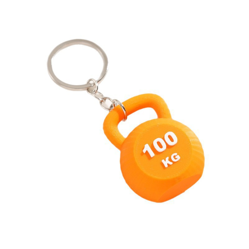 Cute 3D-printed kettlebell keychain charm