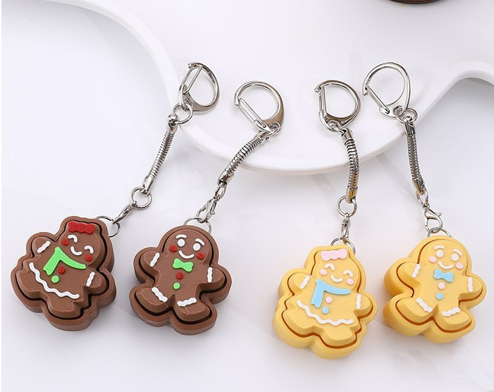 3D-Printed Gingerbread Man Button Keychain