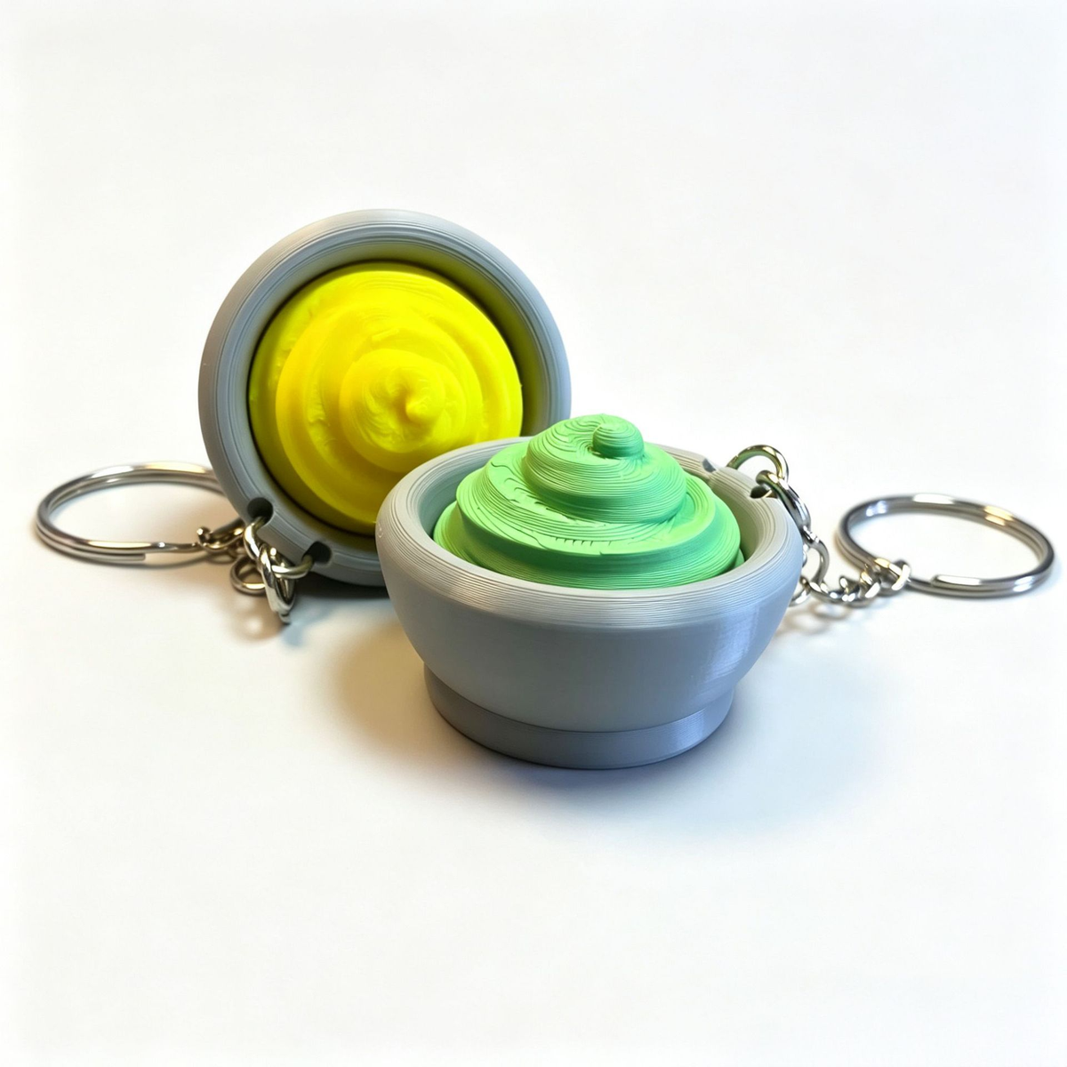 3D Printed Japanese-Style Mustard Bowl Fidget Clicker Keychain