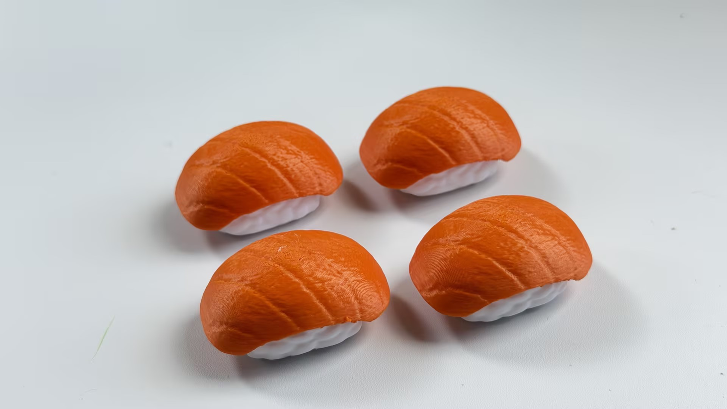 3D-printed push-button sushi miniature ornament