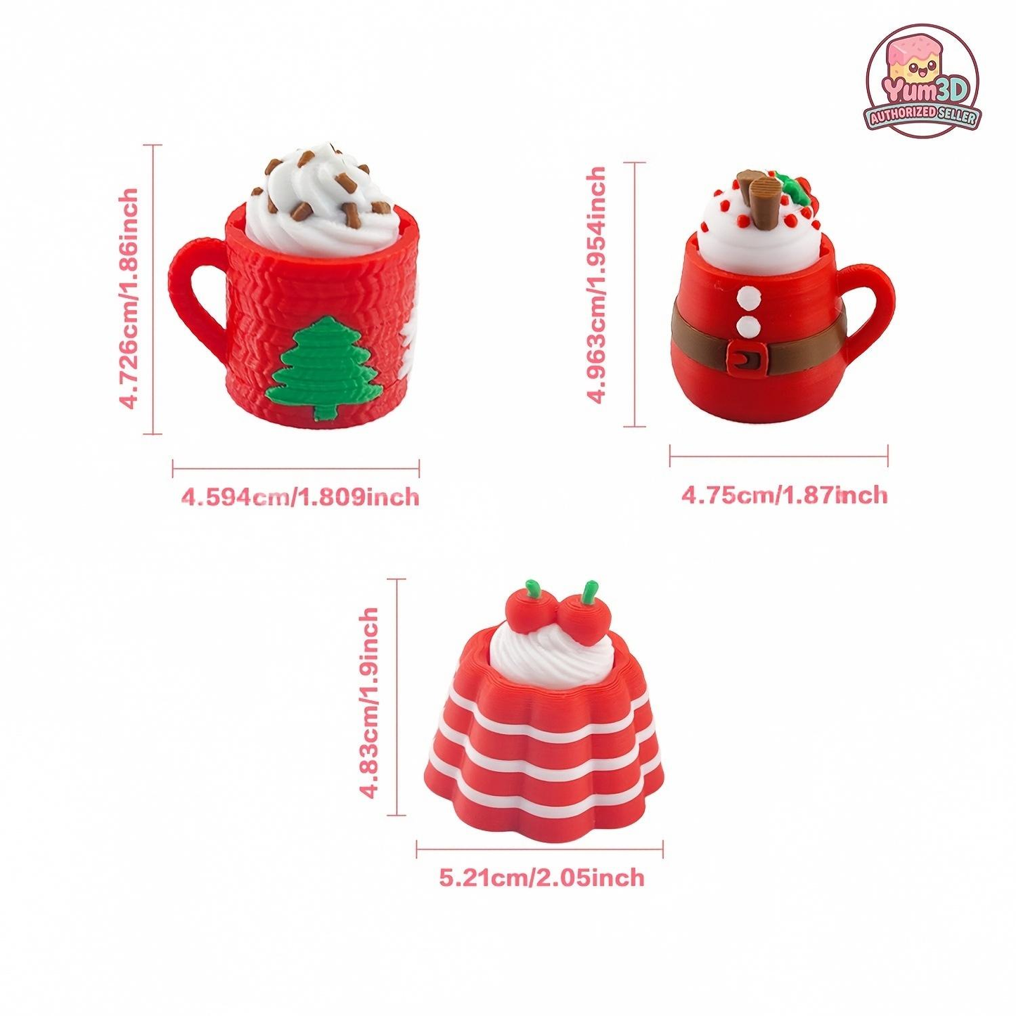 3D Printed Christmas Cup & Tree Fidget Keychain