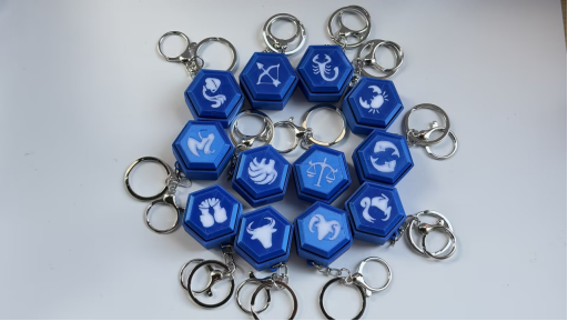 3D-printed "Keycap" Zodiac Sign Keychain