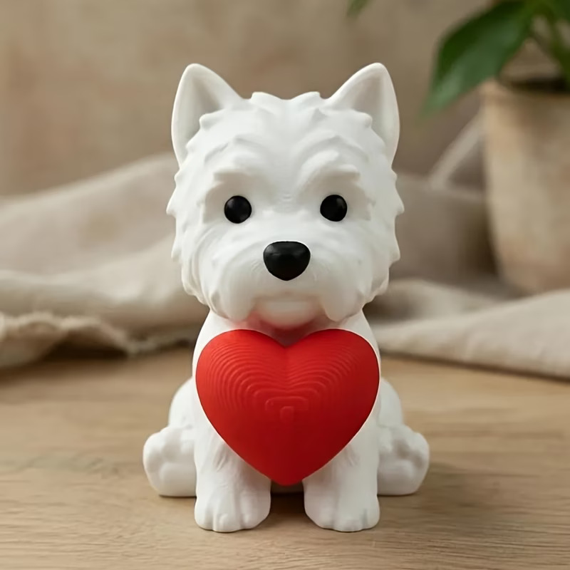 3D-printed West Highland Terrier with heart