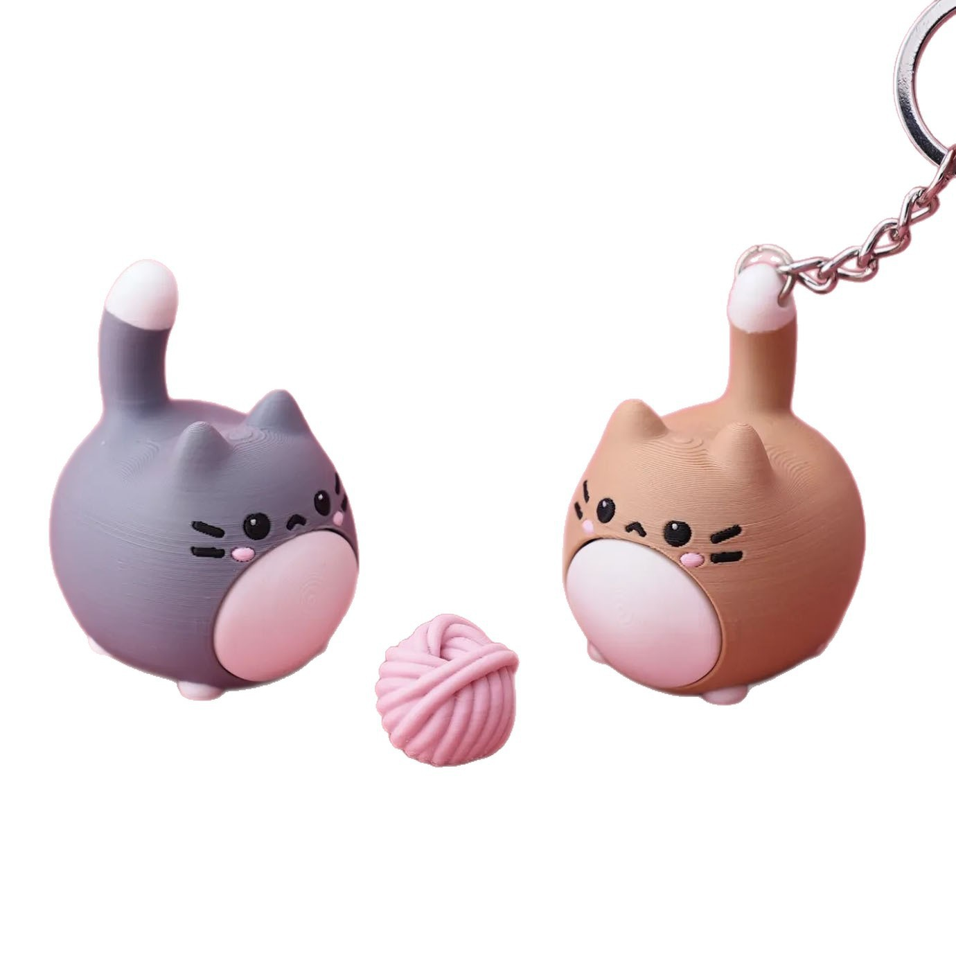 3D Printed Cute Chubby Cat Tactile Keychain