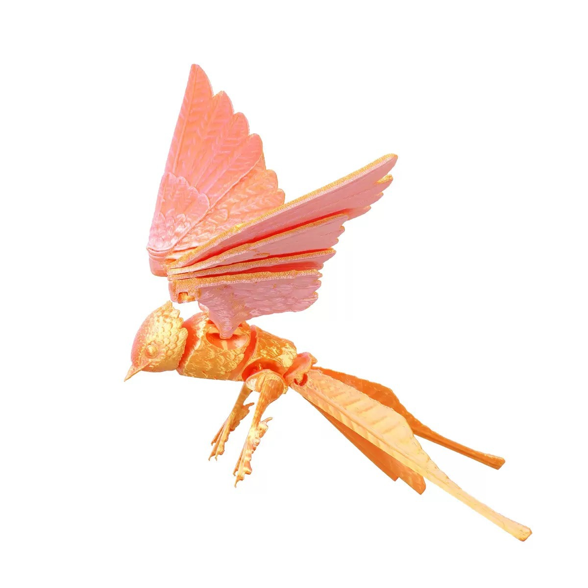 3D-printed articulated swallow ornament