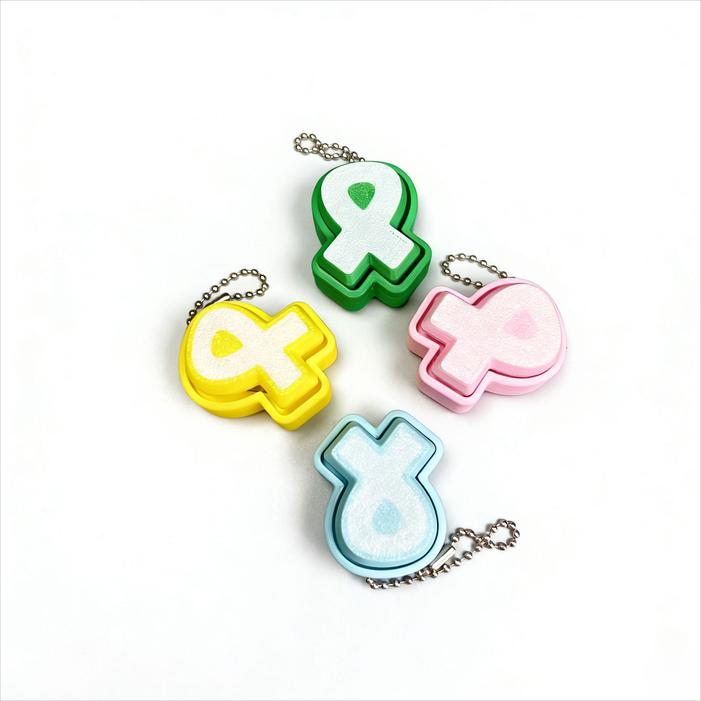 3D-printed scarf stress-relief clicker keychain charm