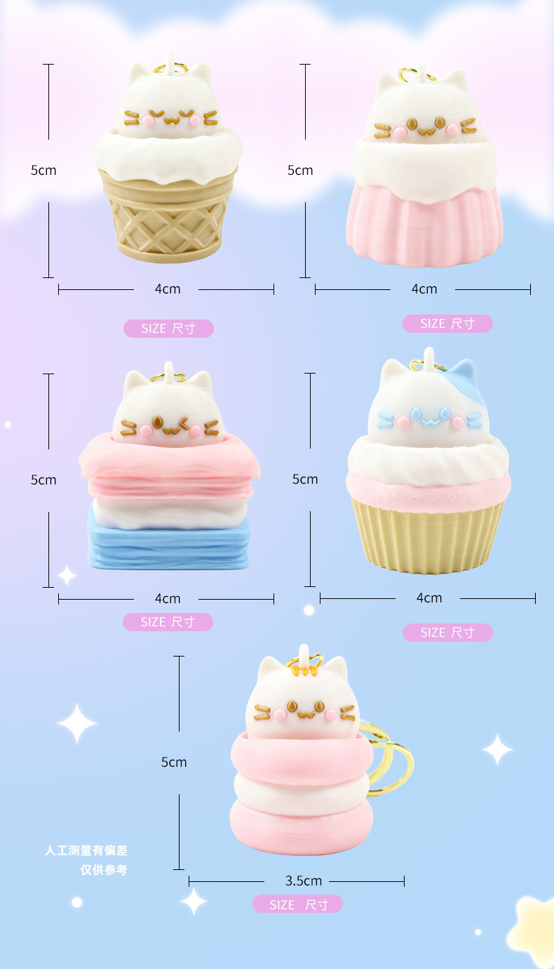 3D-Printed Cake-Cat Clicker Keychain