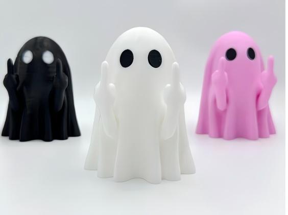 3D printed Halloween ghost giving the middle finger