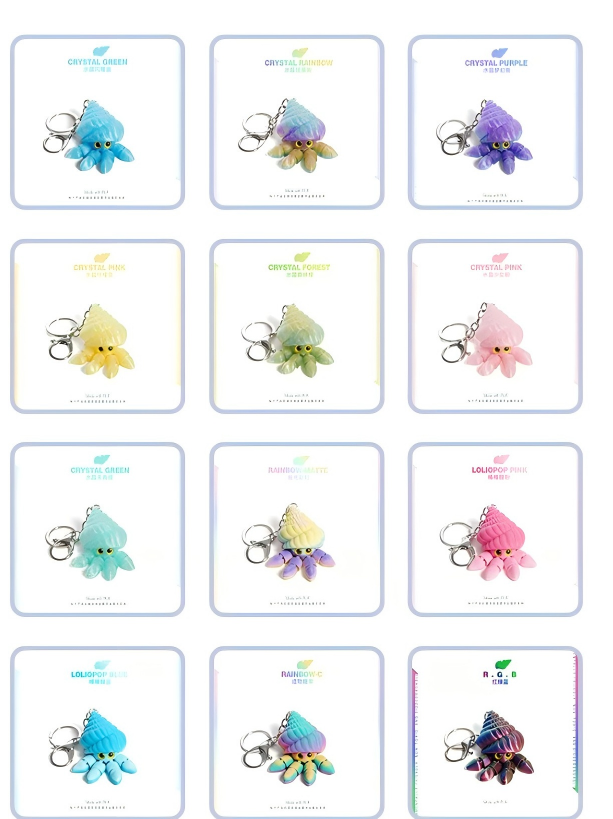 3D-printed hermit crab keychain charm