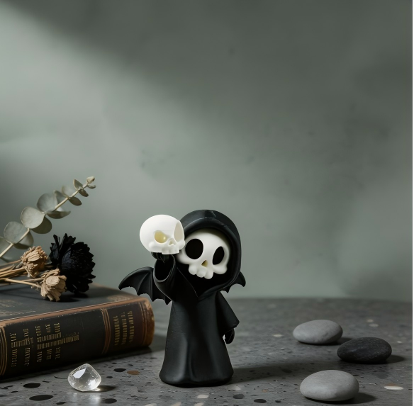 3D printed Halloween Grim Reaper skull sculpture
