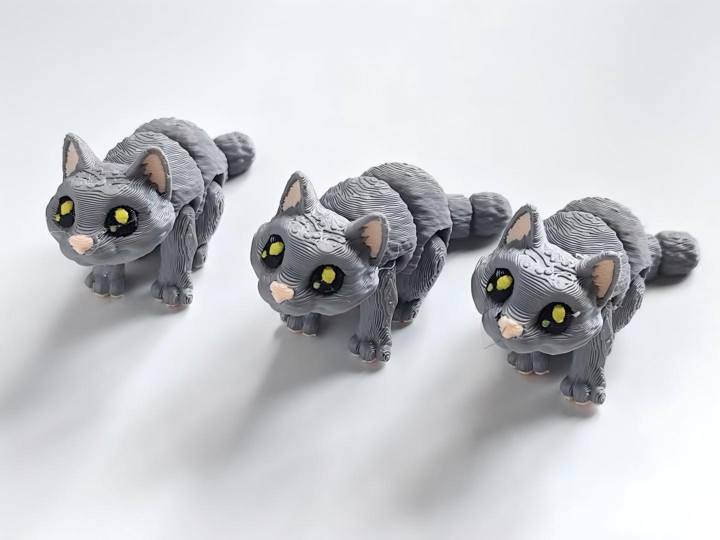 3D-printed grey kitten figurine