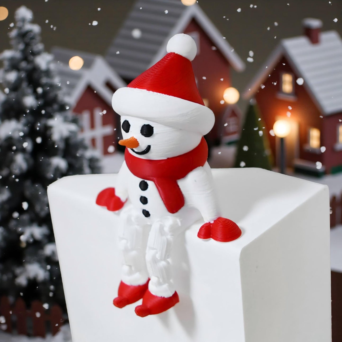 3D Printed Colorful Christmas Snowman Action Figure
