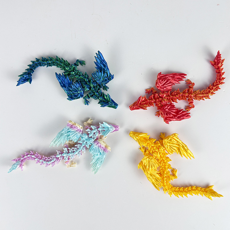 3D printed iridescent crystal dragon toy