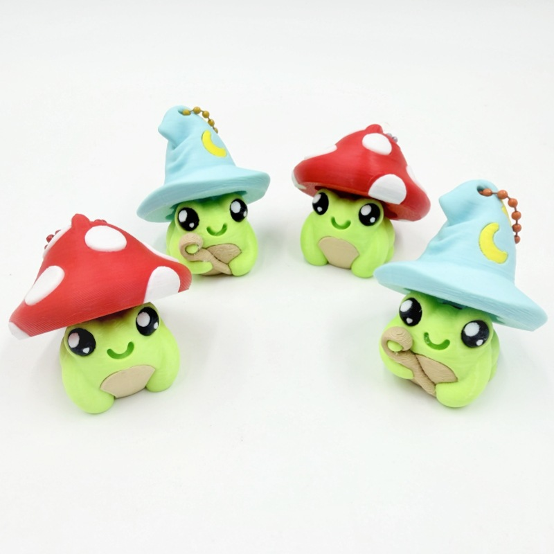 3D-printed wizard mushroom "clicker" keychain charm