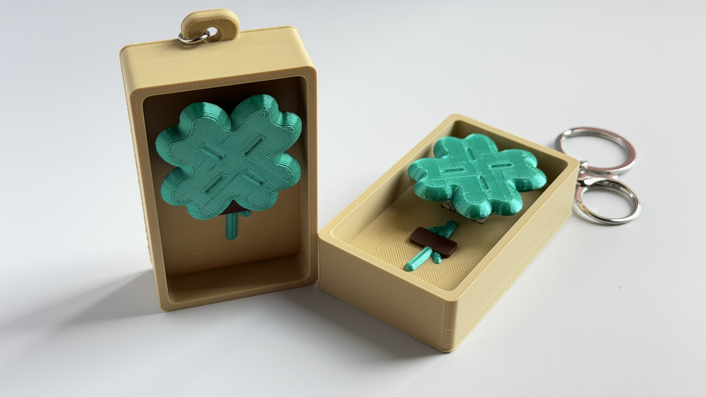 3D-printed four-leaf clover push-button keychain/charm