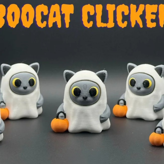 3D-printed fabric-style cat clicker keychain charm