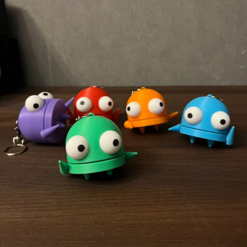 3D-printed mailbox robot figure keychain charm