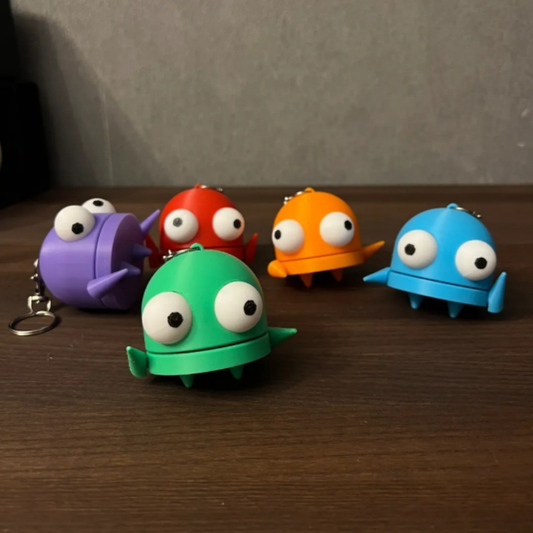 3D-printed mailbox robot figure keychain charm