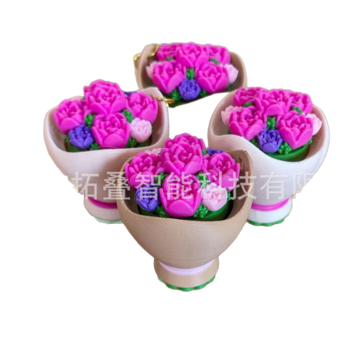 3D Printed Flower Bouquet Clicker Keychain