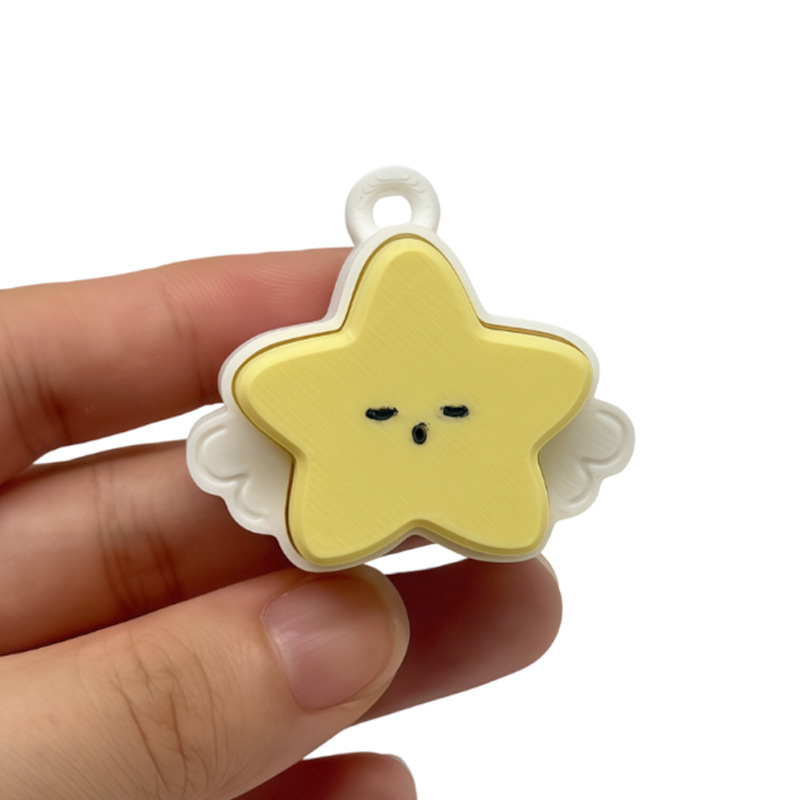 3D-printed angel star clicker keychain charm