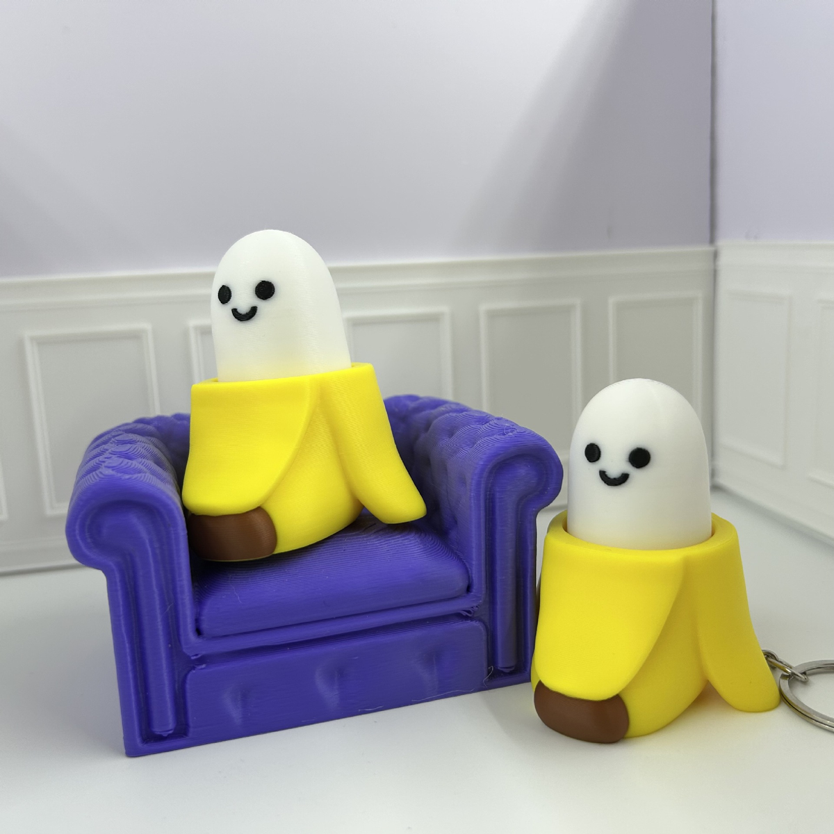3D-Printed Realistic Banana Clicker Keychain