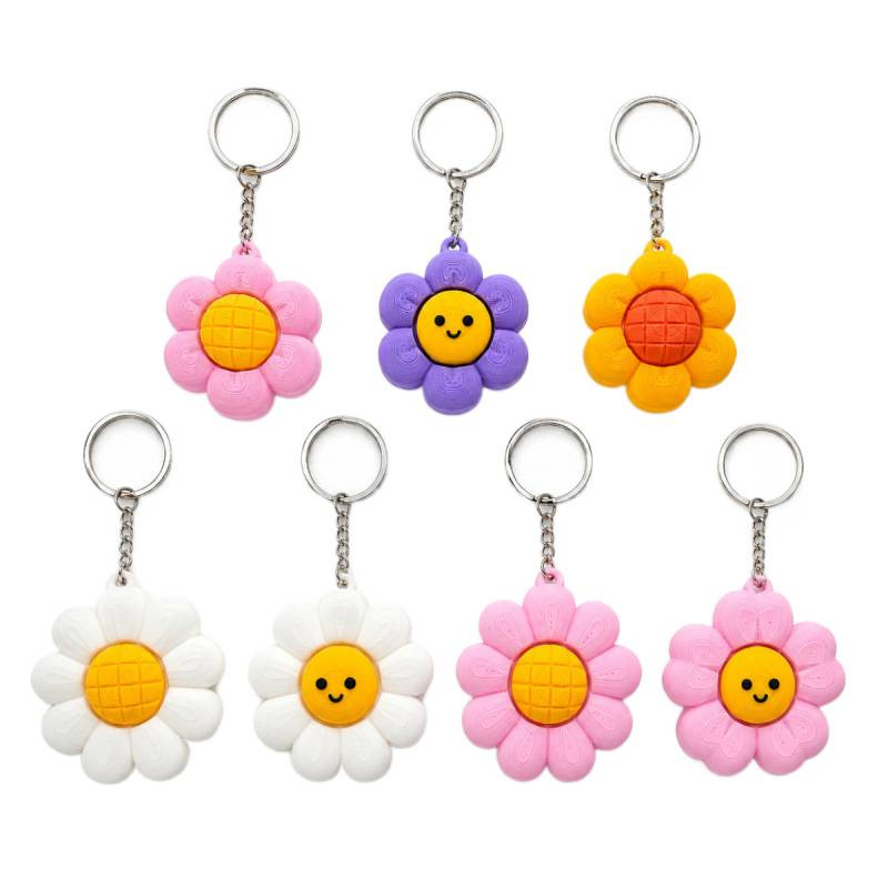 3D-Printed Flower-Shaped Stress-Relief Clicker Keychain