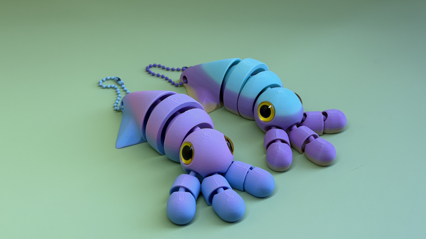 3D Printed Cute Squid Keychain