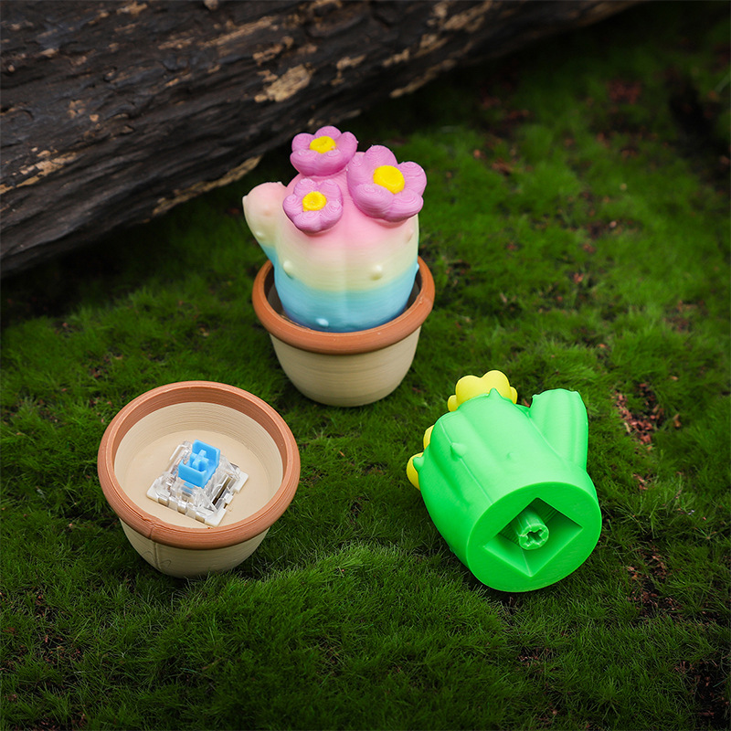 3D stress-relief potted flower series keychain charm