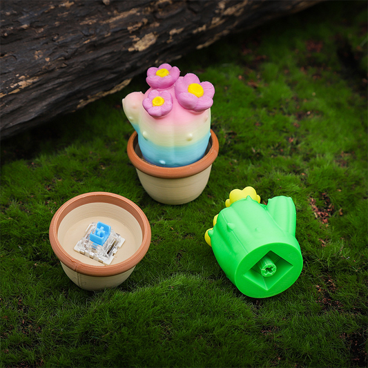 3D stress-relief potted flower series keychain charm