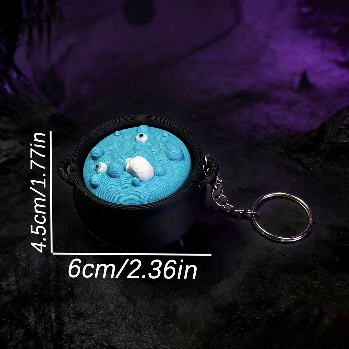 3D Printed Witch's Cauldron Fidget Clicker Keychain
