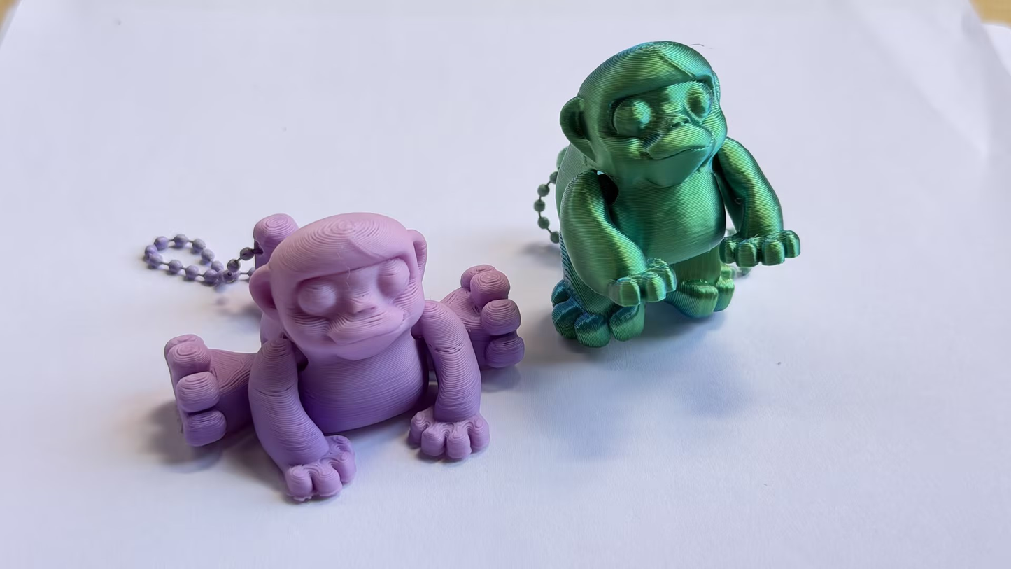 3D-printed silly monkey keychain