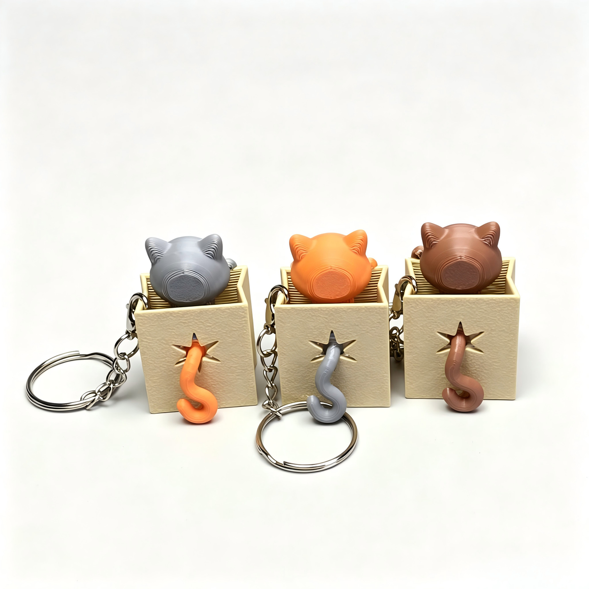 3D Printed Cat-in-a-Paper-Bag Fidget Button Clicker Keychain Charm