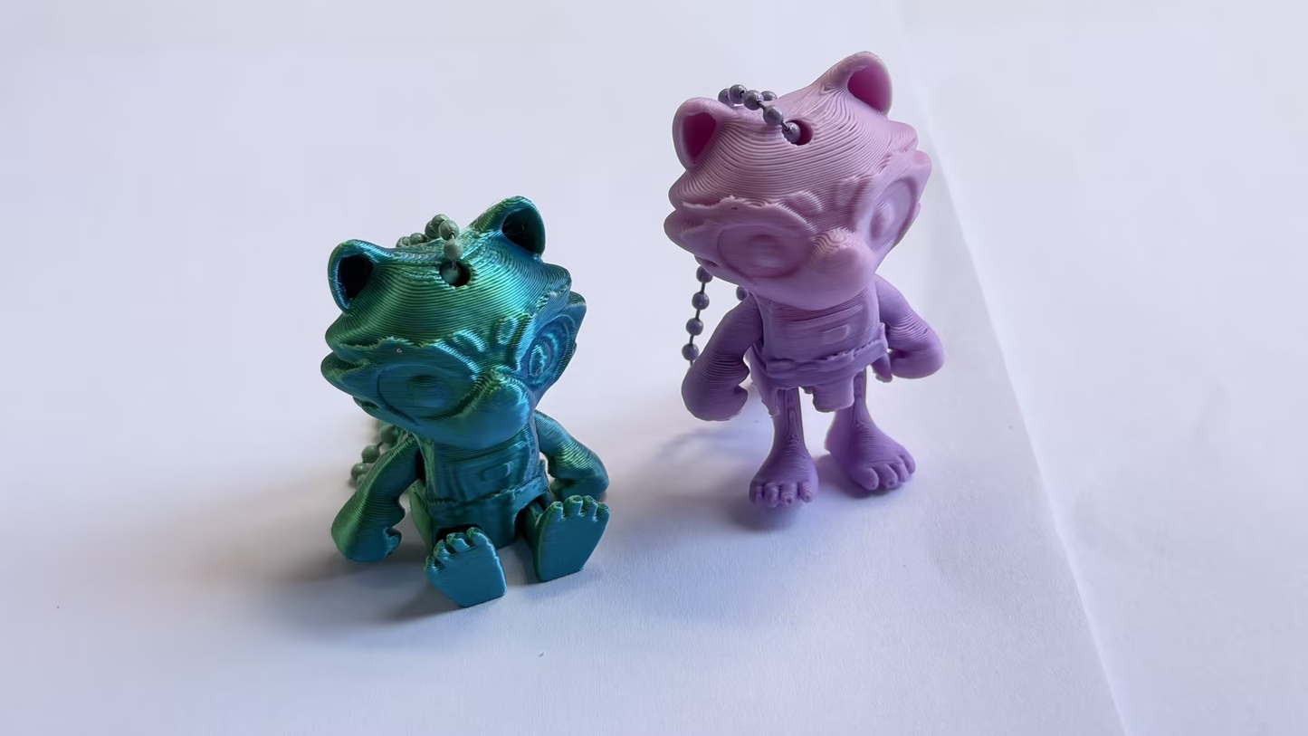 3D-printed anime-style fox keychain