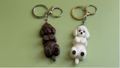 3D printed big-eared dog keychain