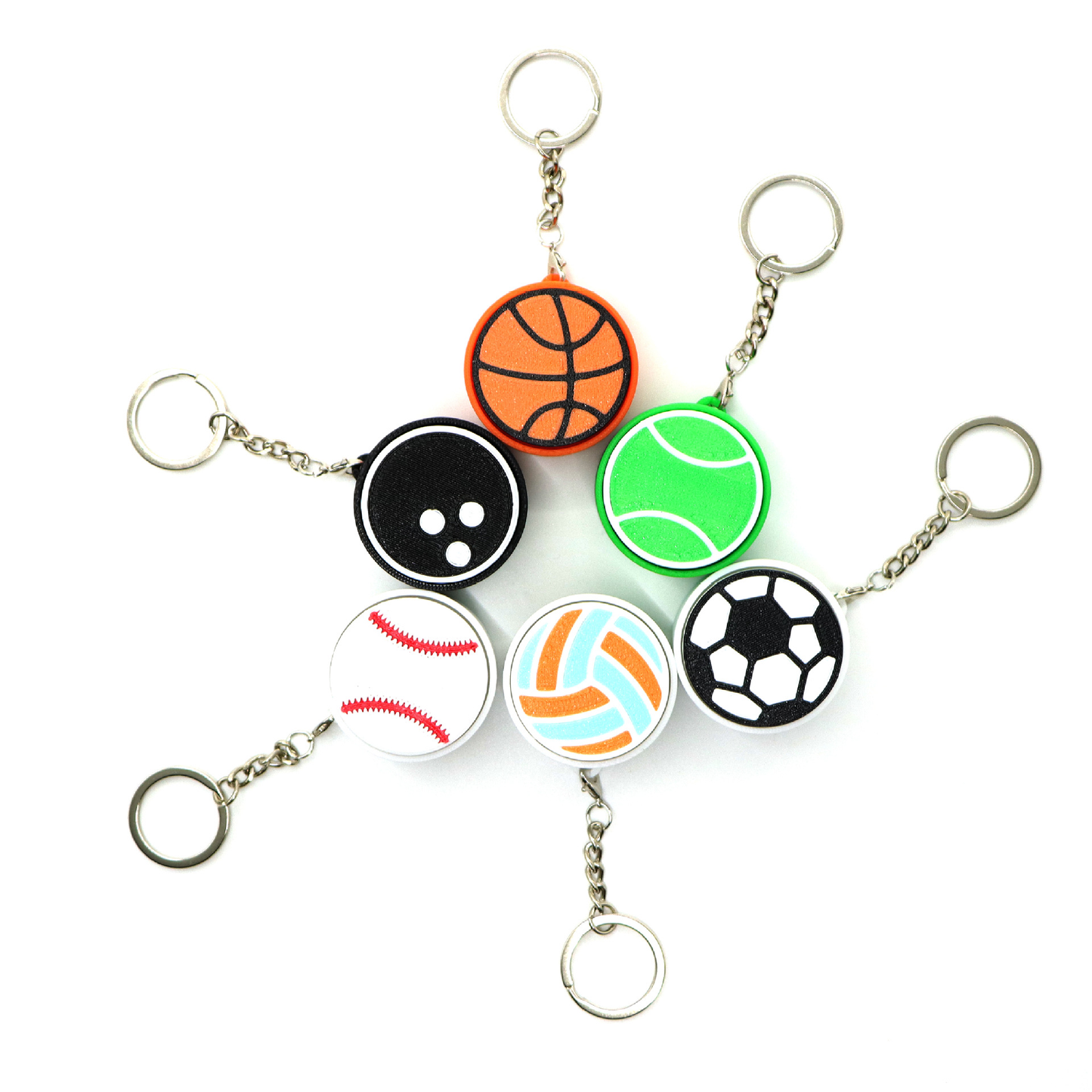 3D-printed fidget toy keychain with buttons